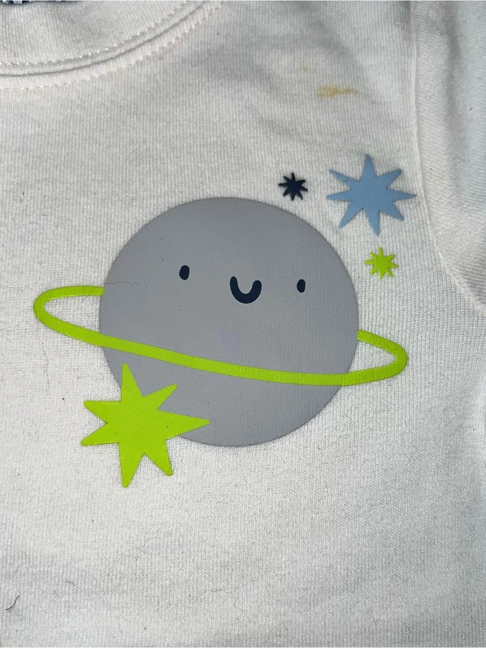 Baby Space Planet Pajama Set - White with Blue & Lime Stars